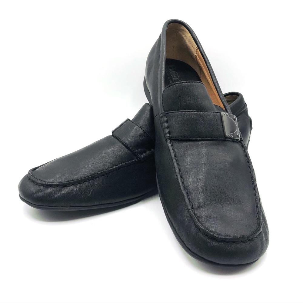 Born black leather driving loafer